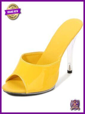 Patent Leather Peep Toe Stiletto Heels Slip-On Party Sandals